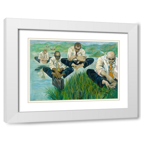 Hands and Feet White Modern Wood Framed Art Print with Double Matting by Wiley, Marta