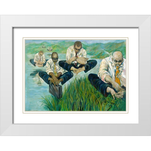 Hands and Feet White Modern Wood Framed Art Print with Double Matting by Wiley, Marta