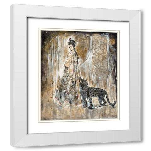 Golden Geisha White Modern Wood Framed Art Print with Double Matting by Wiley, Marta