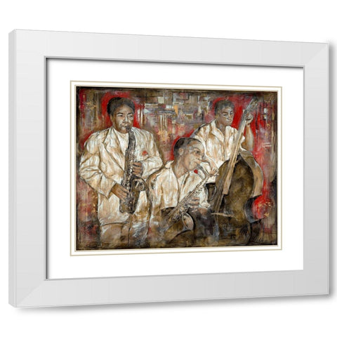 Jazz Red Oversize White Modern Wood Framed Art Print with Double Matting by Wiley, Marta