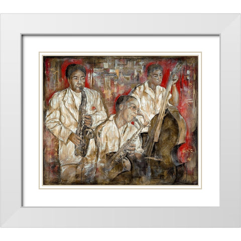 Jazz Red Oversize White Modern Wood Framed Art Print with Double Matting by Wiley, Marta