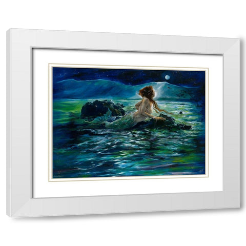 Mermaid White Modern Wood Framed Art Print with Double Matting by Wiley, Marta