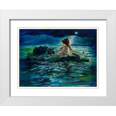 Mermaid White Modern Wood Framed Art Print with Double Matting by Wiley, Marta