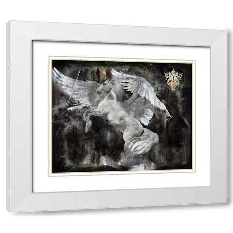 White Pegasus White Modern Wood Framed Art Print with Double Matting by Wiley, Marta