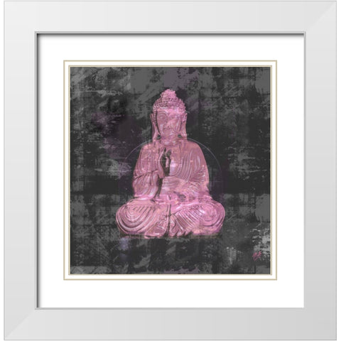 Pink Buddah White Modern Wood Framed Art Print with Double Matting by Wiley, Marta