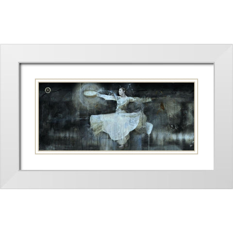 Sufi Dancer Blue Hue White Modern Wood Framed Art Print with Double Matting by Wiley, Marta
