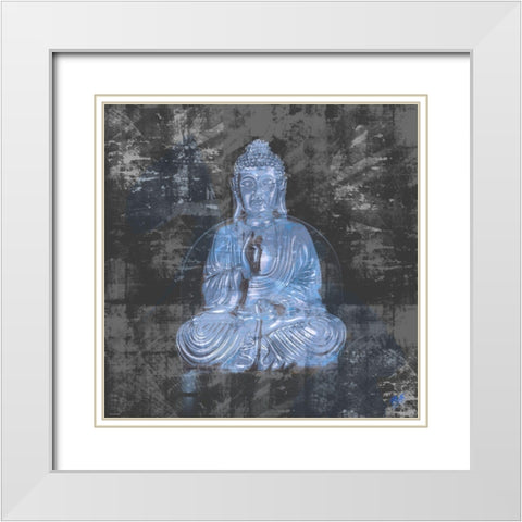 Blue Buddah White Modern Wood Framed Art Print with Double Matting by Wiley, Marta