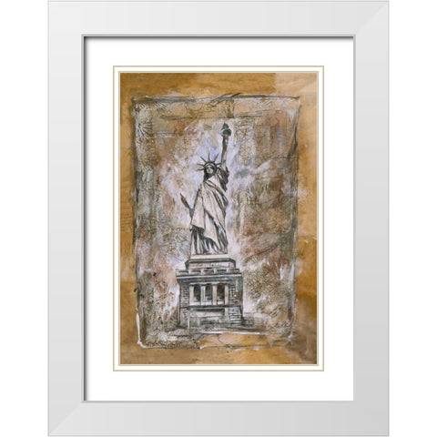 Golden Cityscape White Modern Wood Framed Art Print with Double Matting by Wiley, Marta