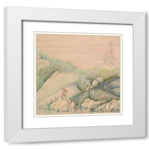 Watercolor Fantasy age 9 White Modern Wood Framed Art Print with Double Matting by Wiley, Marta