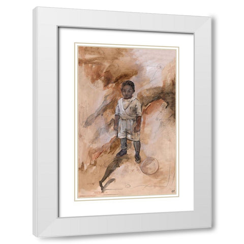 African Boy White Modern Wood Framed Art Print with Double Matting by Wiley, Marta