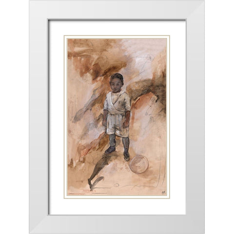 African Boy White Modern Wood Framed Art Print with Double Matting by Wiley, Marta