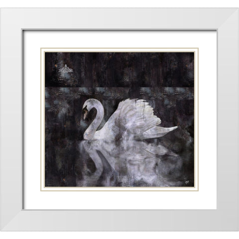 Swan II White Modern Wood Framed Art Print with Double Matting by Wiley, Marta