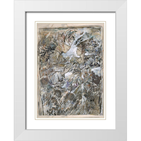 Couple V- Golden White Modern Wood Framed Art Print with Double Matting by Wiley, Marta