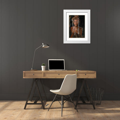 African Beauty White Modern Wood Framed Art Print with Double Matting by Wiley, Marta