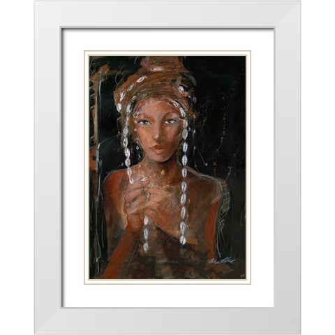 African Beauty White Modern Wood Framed Art Print with Double Matting by Wiley, Marta