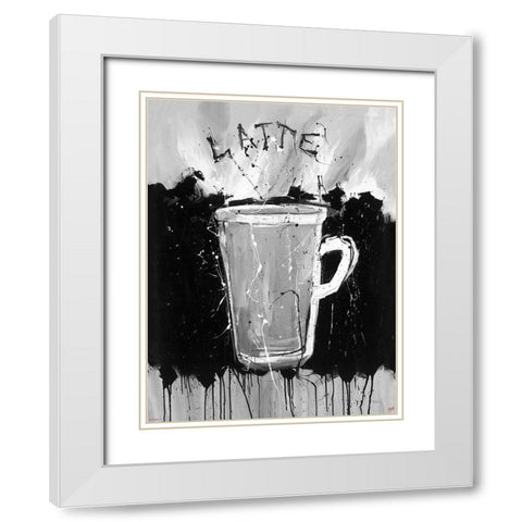 Latte BandW White Modern Wood Framed Art Print with Double Matting by Wiley, Marta