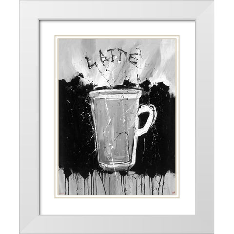 Latte BandW White Modern Wood Framed Art Print with Double Matting by Wiley, Marta