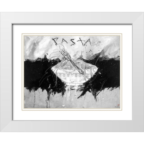 Pasta BandW White Modern Wood Framed Art Print with Double Matting by Wiley, Marta