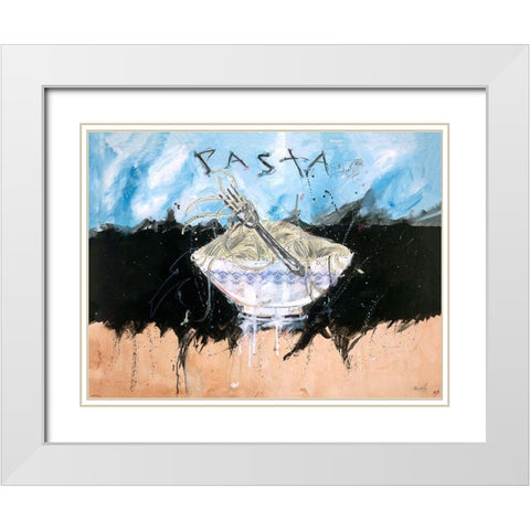 Pasta light colors White Modern Wood Framed Art Print with Double Matting by Wiley, Marta