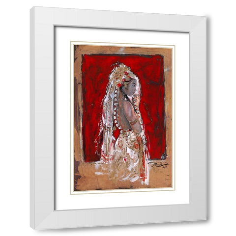 Red Veil White Modern Wood Framed Art Print with Double Matting by Wiley, Marta