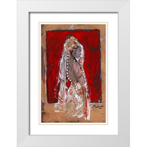 Red Veil White Modern Wood Framed Art Print with Double Matting by Wiley, Marta