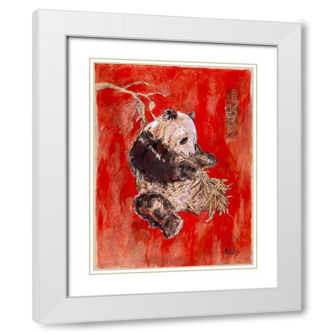 Red Panda White Modern Wood Framed Art Print with Double Matting by Wiley, Marta
