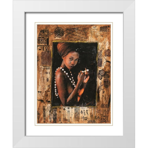 African Queen IIII White Modern Wood Framed Art Print with Double Matting by Wiley, Marta
