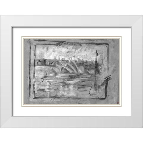 Austrailia BandW White Modern Wood Framed Art Print with Double Matting by Wiley, Marta