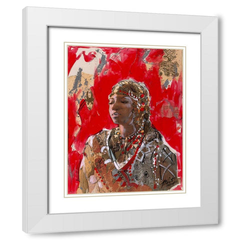 African VII Red-Beige White Modern Wood Framed Art Print with Double Matting by Wiley, Marta
