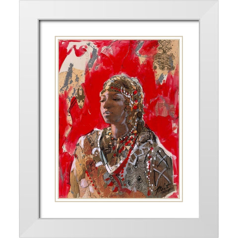 African VII Red-Beige White Modern Wood Framed Art Print with Double Matting by Wiley, Marta