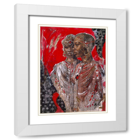 Arican VIII Red-Beige White Modern Wood Framed Art Print with Double Matting by Wiley, Marta