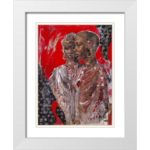 Arican VIII Red-Beige White Modern Wood Framed Art Print with Double Matting by Wiley, Marta