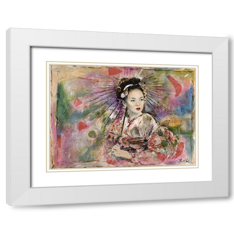 Geisha II White Modern Wood Framed Art Print with Double Matting by Wiley, Marta