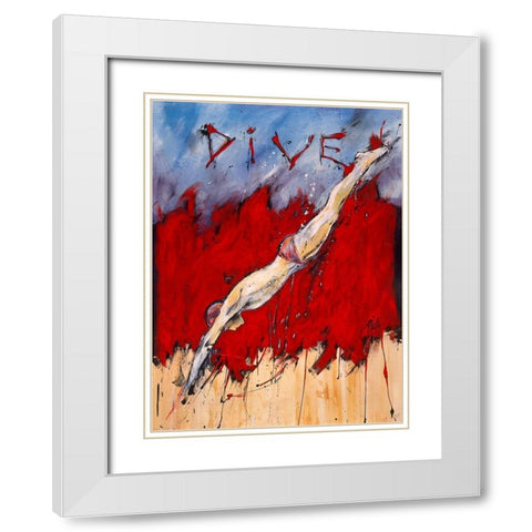 Dive White Modern Wood Framed Art Print with Double Matting by Wiley, Marta