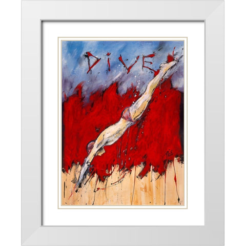 Dive White Modern Wood Framed Art Print with Double Matting by Wiley, Marta