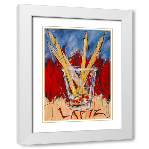 Lapiz White Modern Wood Framed Art Print with Double Matting by Wiley, Marta