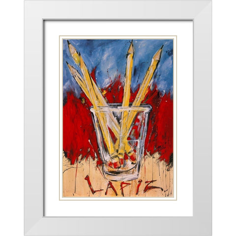 Lapiz White Modern Wood Framed Art Print with Double Matting by Wiley, Marta