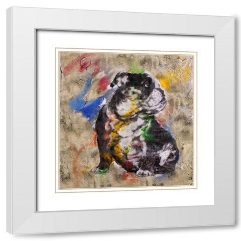 Colorful Dog I White Modern Wood Framed Art Print with Double Matting by Wiley, Marta