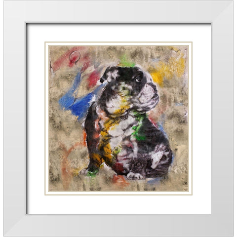 Colorful Dog I White Modern Wood Framed Art Print with Double Matting by Wiley, Marta