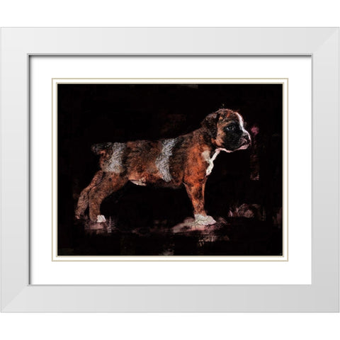 Black Pup White Modern Wood Framed Art Print with Double Matting by Wiley, Marta