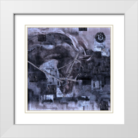Horse Square Format Blue White Modern Wood Framed Art Print with Double Matting by Wiley, Marta