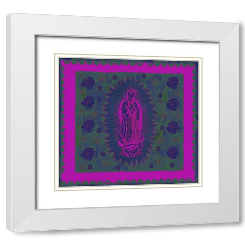 Virgin Mary Pink and Purple White Modern Wood Framed Art Print with Double Matting by Wiley, Marta