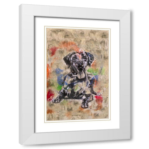Colorful Dog II White Modern Wood Framed Art Print with Double Matting by Wiley, Marta