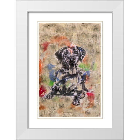 Colorful Dog II White Modern Wood Framed Art Print with Double Matting by Wiley, Marta