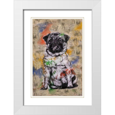 Colorful Dog III White Modern Wood Framed Art Print with Double Matting by Wiley, Marta