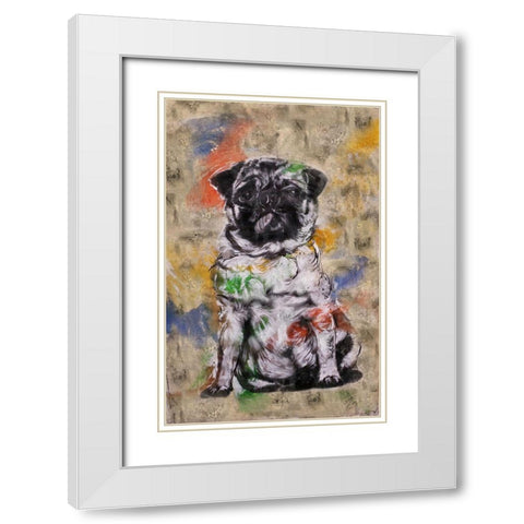 Colorful Dog IV White Modern Wood Framed Art Print with Double Matting by Wiley, Marta