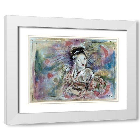 Geisha- Light White Modern Wood Framed Art Print with Double Matting by Wiley, Marta