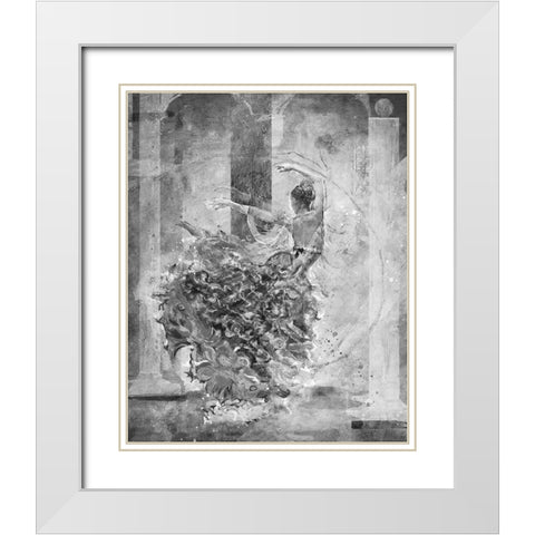 Temple Dancer BAndW White Modern Wood Framed Art Print with Double Matting by Figurative