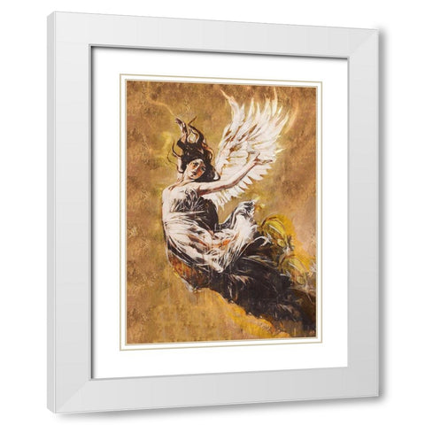 Falling Angel VII White Modern Wood Framed Art Print with Double Matting by Wiley, Marta