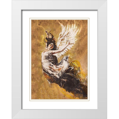 Falling Angel VII White Modern Wood Framed Art Print with Double Matting by Wiley, Marta